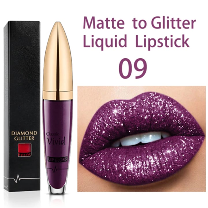 Flash Sale:Buy 1 Get 1 Free!⚡Diamond Lip Gloss Matte To Glitter Liquid Lipstick Waterproof
