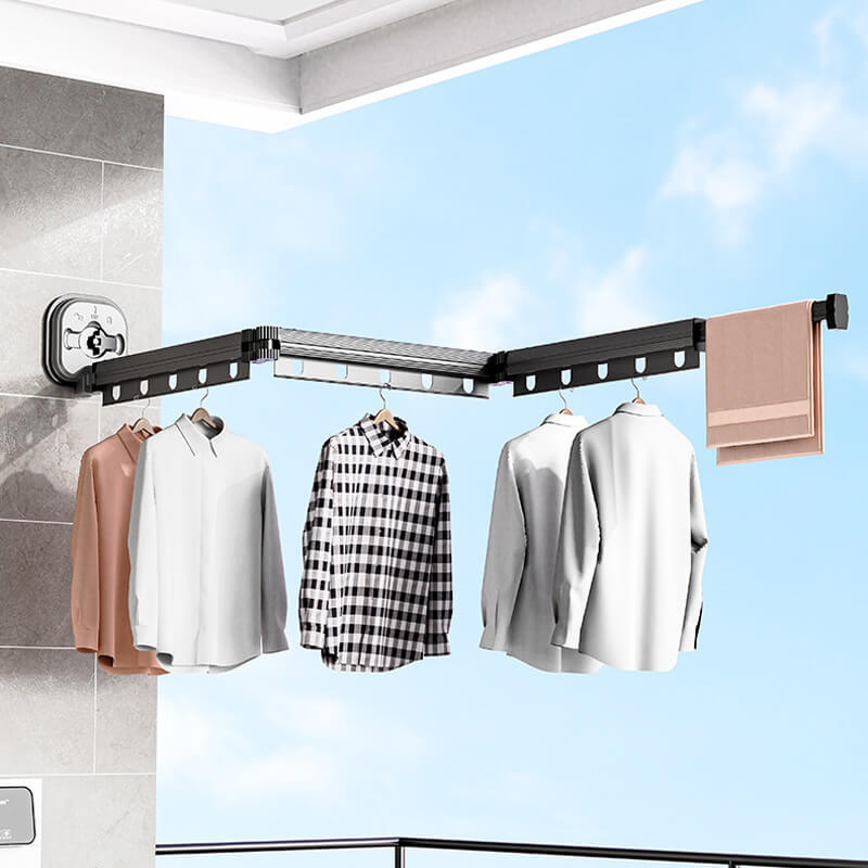🎁Hot Sale 50% OFF❄️Wall-Mounted Folding Clothes Drying Rack/Shower Curtain Holder🏡