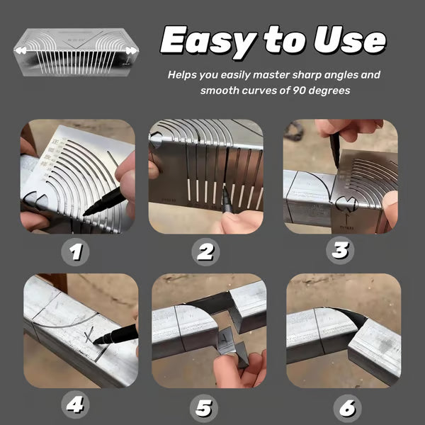 🔥HOT SALE 50% OFF🏆Square Stainless Steel 90° Arc Angle Marking Ruler