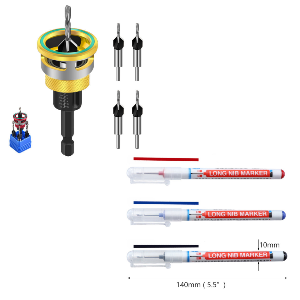 📢📢50% OFF !!!⏰4PCS Wood Countersink Drill Bit Set with Depth Stop
