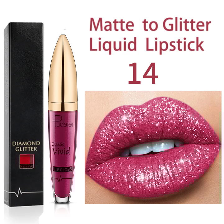 Flash Sale:Buy 1 Get 1 Free!⚡Diamond Lip Gloss Matte To Glitter Liquid Lipstick Waterproof