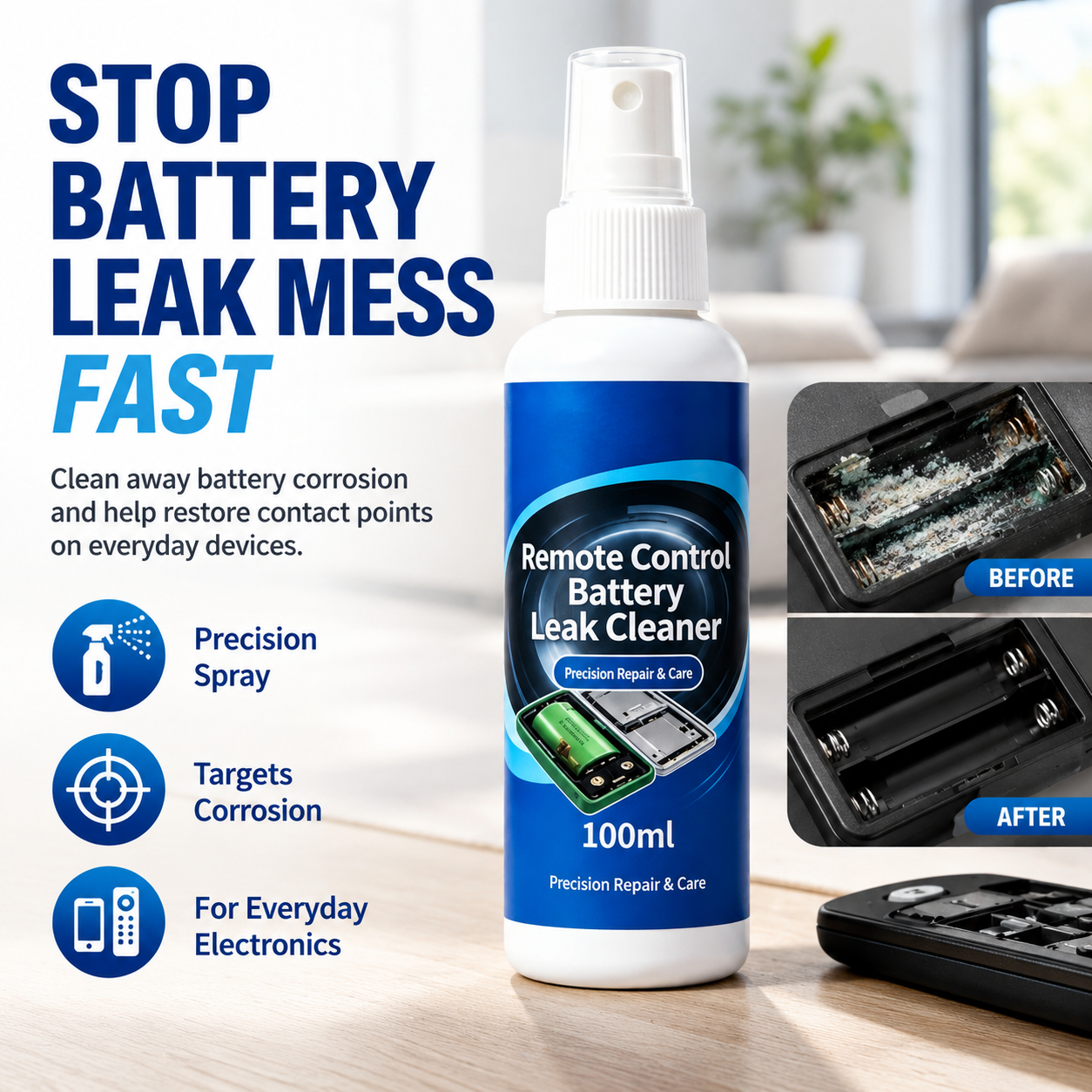 FISHLEANO Battery Compartment Cleaner for Battery Leakage Removal