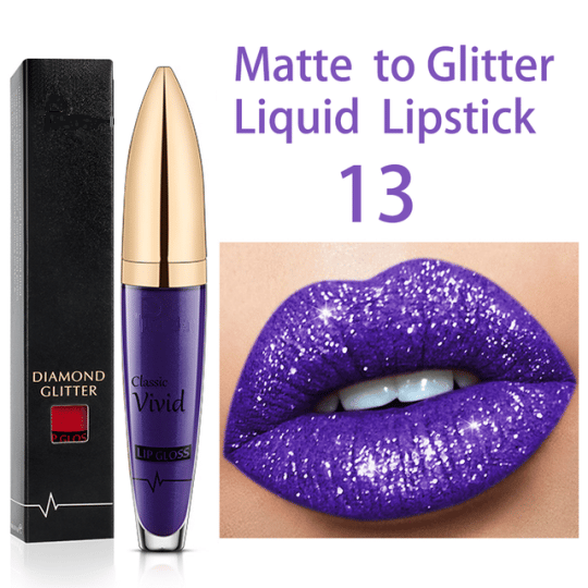 Flash Sale:Buy 1 Get 1 Free!⚡Diamond Lip Gloss Matte To Glitter Liquid Lipstick Waterproof