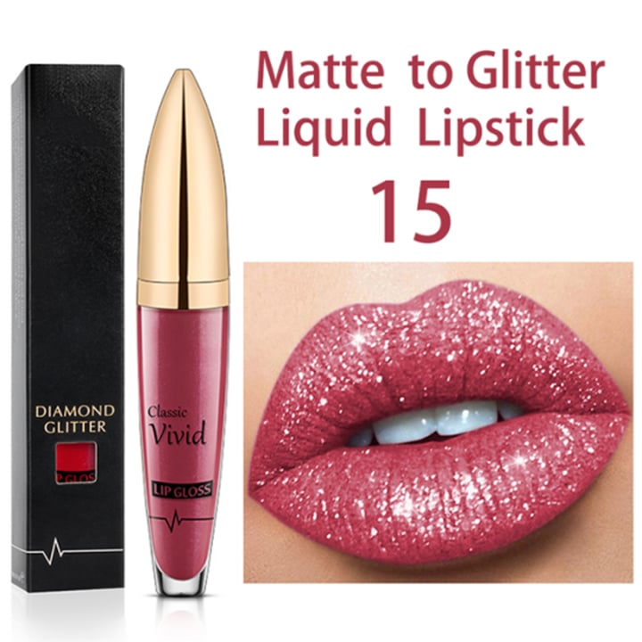 Flash Sale:Buy 1 Get 1 Free!⚡Diamond Lip Gloss Matte To Glitter Liquid Lipstick Waterproof