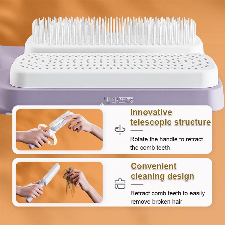 Automatic Self-Cleaning Rotating & Liftable Hair Comb for Smooth Detangling and Styling