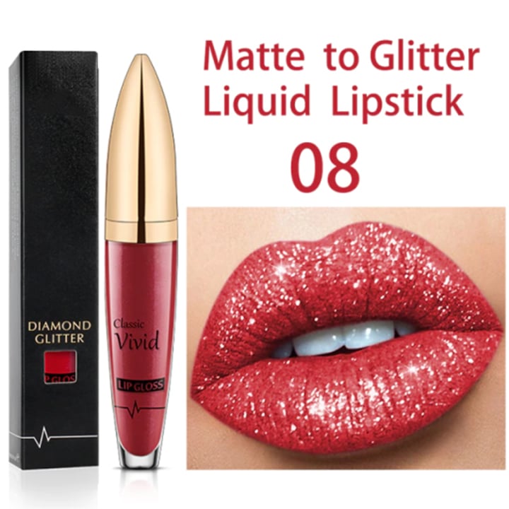 Flash Sale:Buy 1 Get 1 Free!⚡Diamond Lip Gloss Matte To Glitter Liquid Lipstick Waterproof