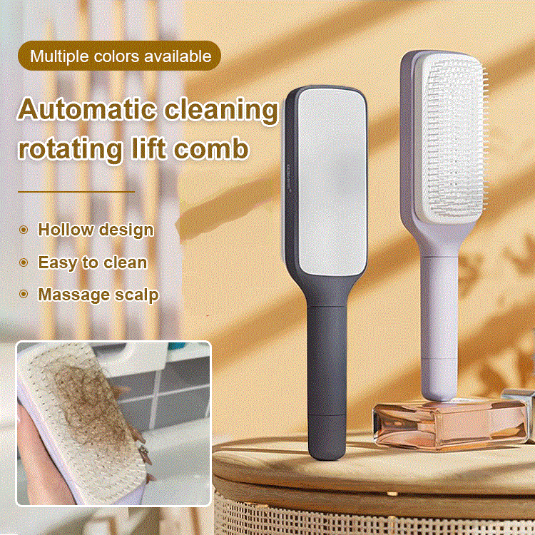 Automatic Self-Cleaning Rotating & Liftable Hair Comb for Smooth Detangling and Styling