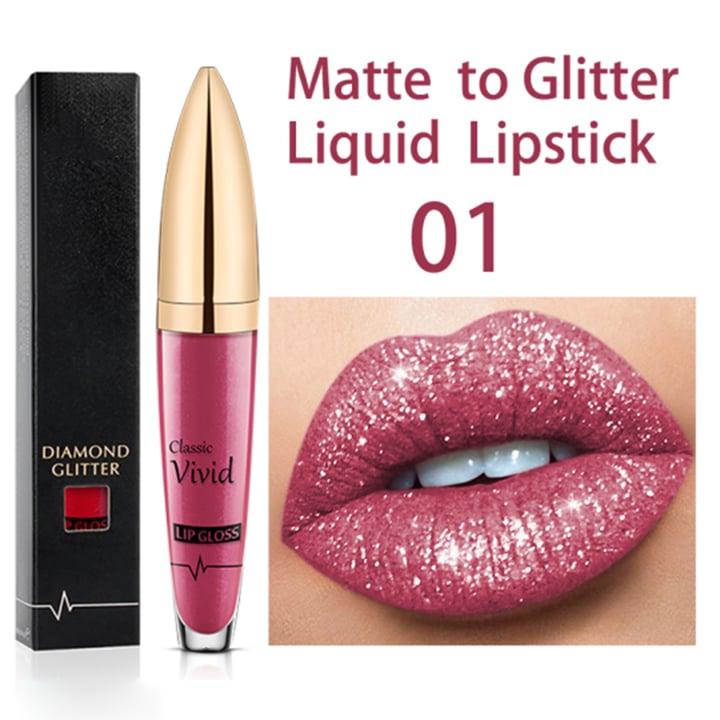 Flash Sale:Buy 1 Get 1 Free!⚡Diamond Lip Gloss Matte To Glitter Liquid Lipstick Waterproof