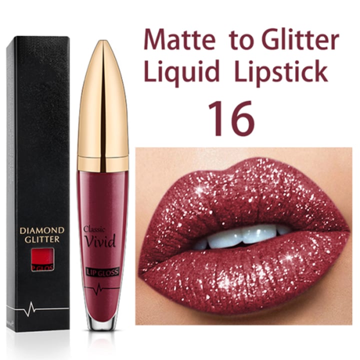 Flash Sale:Buy 1 Get 1 Free!⚡Diamond Lip Gloss Matte To Glitter Liquid Lipstick Waterproof