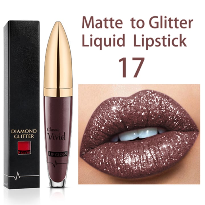 Flash Sale:Buy 1 Get 1 Free!⚡Diamond Lip Gloss Matte To Glitter Liquid Lipstick Waterproof
