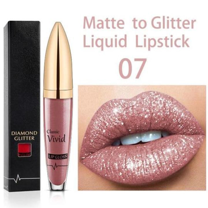 Flash Sale:Buy 1 Get 1 Free!⚡Diamond Lip Gloss Matte To Glitter Liquid Lipstick Waterproof