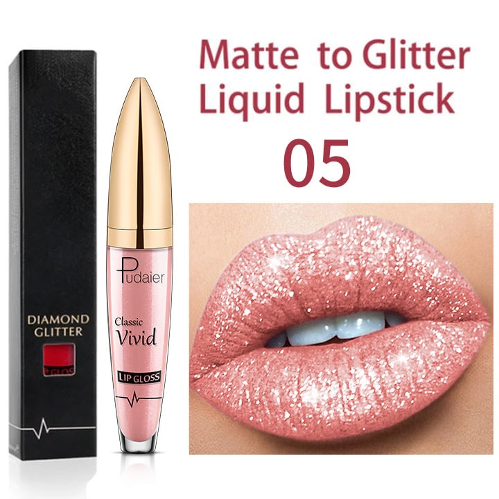 Flash Sale:Buy 1 Get 1 Free!⚡Diamond Lip Gloss Matte To Glitter Liquid Lipstick Waterproof