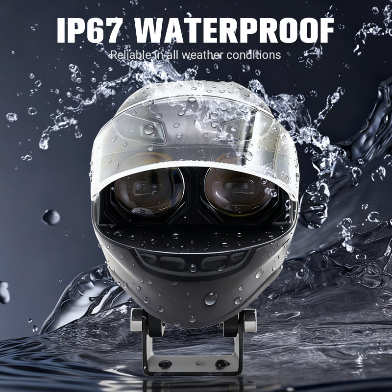 Motorcycle Dual-Beam External Spotlight / Strobe & Variable Light Mode