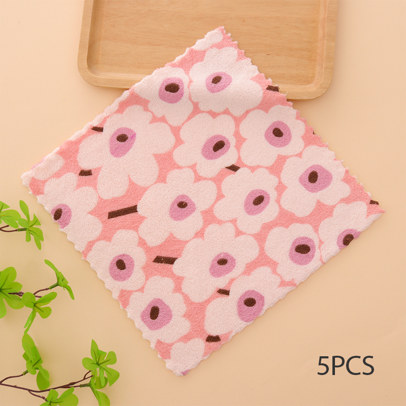 5PCS Set of Coral Fleece Absorbent Lint-Free Dishcloths for Home Use🫧