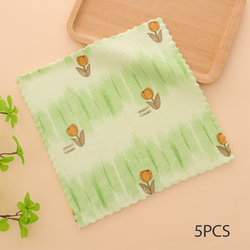 5PCS Set of Coral Fleece Absorbent Lint-Free Dishcloths for Home Use🫧