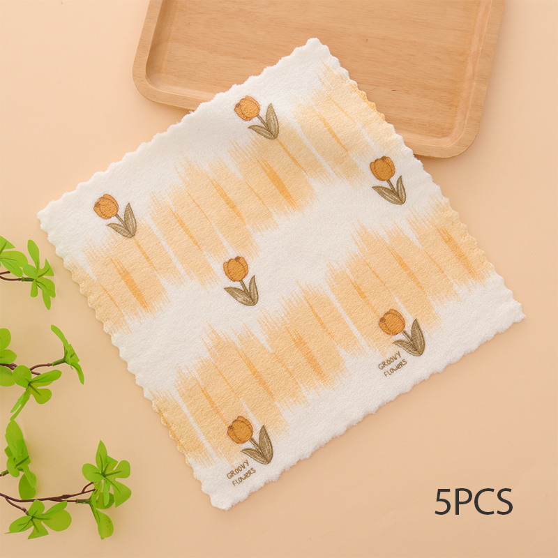 5PCS Set of Coral Fleece Absorbent Lint-Free Dishcloths for Home Use🫧