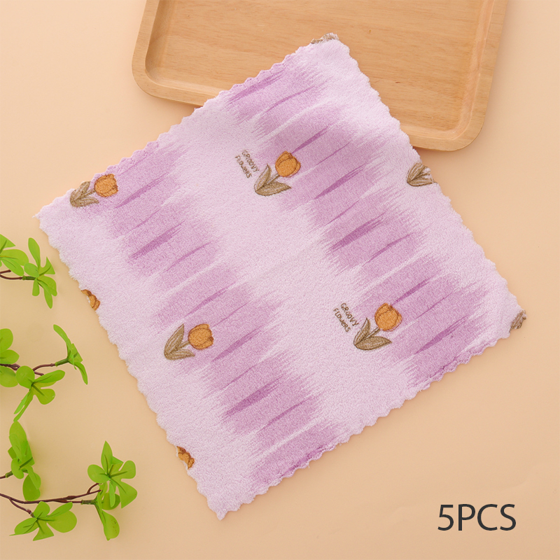5PCS Set of Coral Fleece Absorbent Lint-Free Dishcloths for Home Use🫧