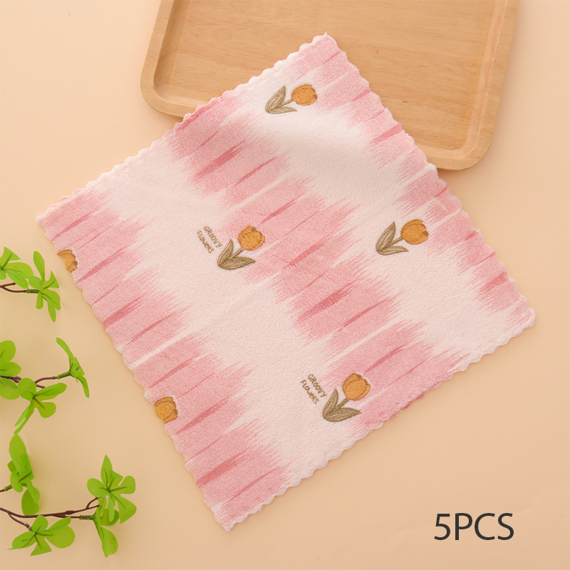5PCS Set of Coral Fleece Absorbent Lint-Free Dishcloths for Home Use🫧