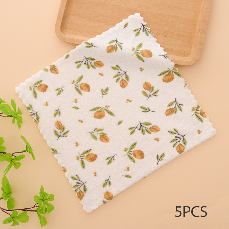 5PCS Set of Coral Fleece Absorbent Lint-Free Dishcloths for Home Use🫧
