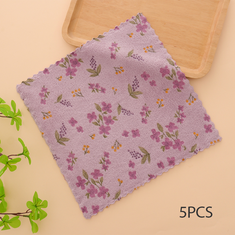 5PCS Set of Coral Fleece Absorbent Lint-Free Dishcloths for Home Use🫧
