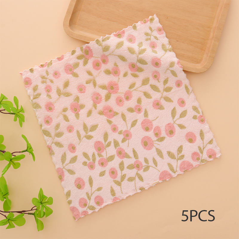 5PCS Set of Coral Fleece Absorbent Lint-Free Dishcloths for Home Use🫧