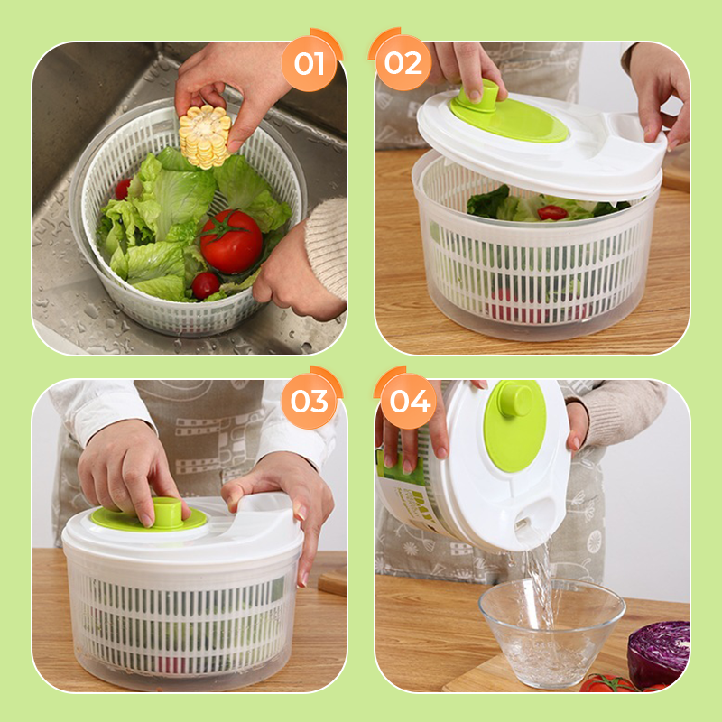 Multi-Functional Manual Salad Spinner for Vegetable & Fruit Washing