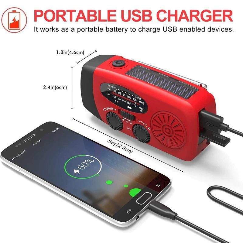 📻50% OFF NOW! Portable Emergency Hand Crank Solar Radio – Multifunctional AM/FM/WB Weather Radio with LED Flashlight & Phone Charger for Camping, Hurricane & Power Outages