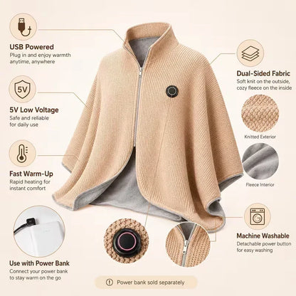 🔥 Half-Price Offer & Last Day 🧣 Portable Electric Heated Blanket Shawl – 15s Fast Heat, 3 Temperatures, USB 🔥 Wearable, Non-Slip, Lightweight,Hands-Free Warmth for Office, Home & Travel 🛋️