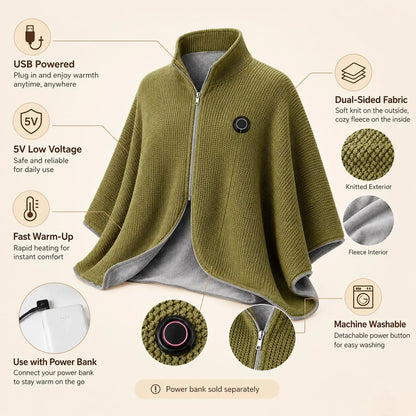 🔥 Half-Price Offer & Last Day 🧣 Portable Electric Heated Blanket Shawl – 15s Fast Heat, 3 Temperatures, USB 🔥 Wearable, Non-Slip, Lightweight,Hands-Free Warmth for Office, Home & Travel 🛋️