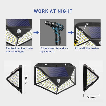 ⏰INSTANTLY LIGHT UP YOUR OUTDOOR SPACE ☀️🏡 Solar Motion Sensor Lights – 100 LED, IP65 Waterproof, Zero Bills 🔒🇬🇧