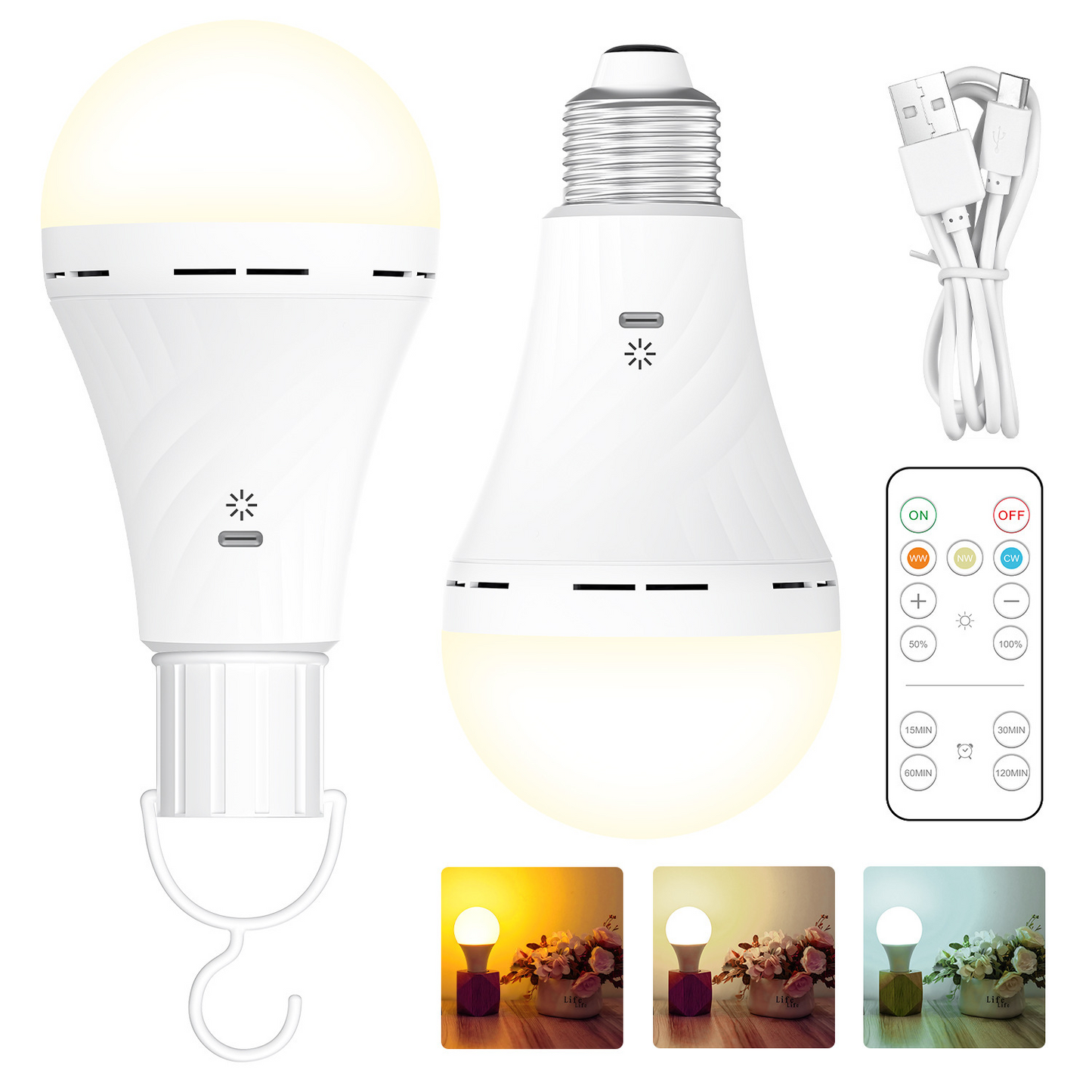 Portable Rechargeable LED Camping/Emergency Light Bulb
