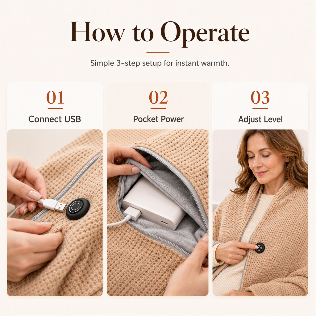 🔥 Half-Price Offer & Last Day 🧣 Portable Electric Heated Blanket Shawl – 15s Fast Heat, 3 Temperatures, USB 🔥 Wearable, Non-Slip, Lightweight,Hands-Free Warmth for Office, Home & Travel 🛋️