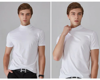 💪🔥 2026 Hot Sale Men's High Neck Slim Fit T-shirt - 50% OFF🔥💪. Breathable Cotton, Perfect for Workout or Daily Wear. Limited Time Offer!