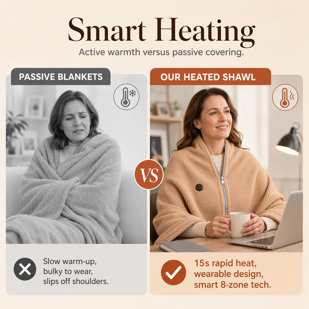 🔥 Half-Price Offer & Last Day 🧣 Portable Electric Heated Blanket Shawl – 15s Fast Heat, 3 Temperatures, USB 🔥 Wearable, Non-Slip, Lightweight,Hands-Free Warmth for Office, Home & Travel 🛋️