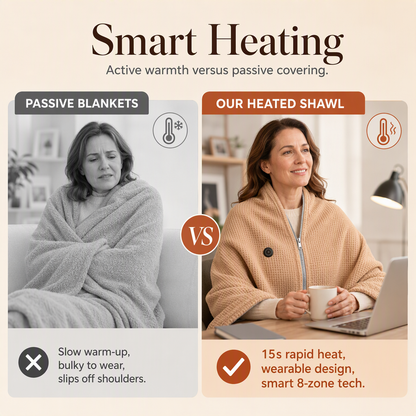🔥 Half-Price Offer & Last Day 🧣 Portable Electric Heated Blanket Shawl – 15s Fast Heat, 3 Temperatures, USB 🔥 Wearable, Non-Slip, Lightweight,Hands-Free Warmth for Office, Home & Travel 🛋️