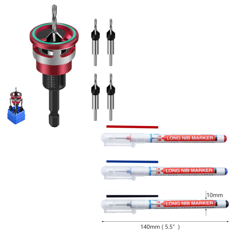 📢📢50% OFF !!!⏰4PCS Wood Countersink Drill Bit Set with Depth Stop