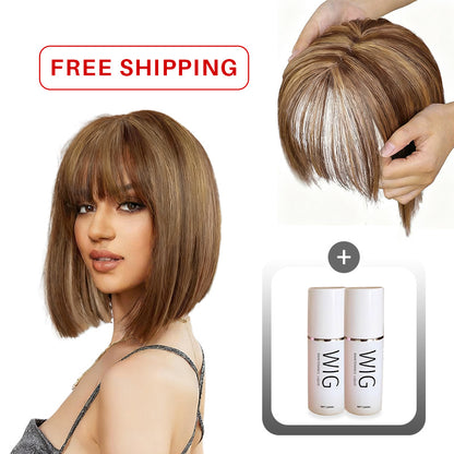 🔥Flash Sale🔥Natural Hair Toppers with Bangs for Women🛒