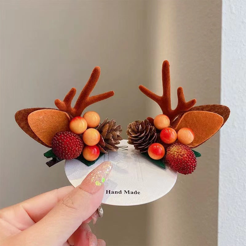 🎅Christmas Sale: Buy 1 Get 2 Free🎅Reindeer Antler Christmas Hair Clips