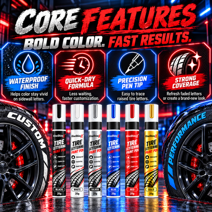 🥳Last Day! Buy 1 get 1 Free!🎉Tire Letter Paint Pen – Permanent-Style DIY Tire Lettering Marker, Waterproof, UV-Resistant & Heat-Resistant for Cars & Motorcycles🔥