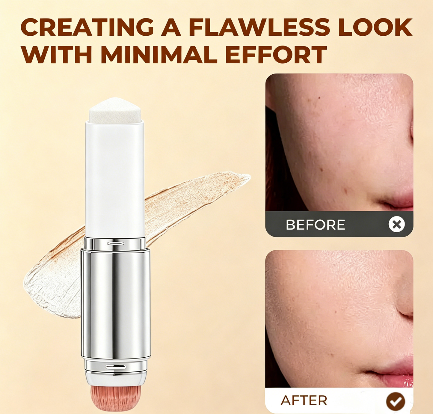 🎉BUY 1 GET 1 FREE🎉[OFFICIAL PRODUCT] BLANC Cover Cream Stick V w/ Detachable Brush - Korean Skin Care Color-Changing Foundation Stick with Collagen Capsules (0.45 oz)