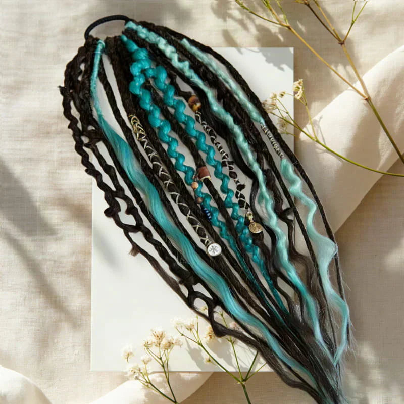 💁🏽‍♀️✨ Festival Boho Textured Ponytail - Instant Dreadlock Clip-In Extension ⚡🎶 No Braiding, No Damage, Edgy Style for Nights Out & Concerts