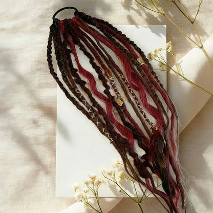 💁🏽‍♀️✨ Festival Boho Textured Ponytail - Instant Dreadlock Clip-In Extension ⚡🎶 No Braiding, No Damage, Edgy Style for Nights Out & Concerts