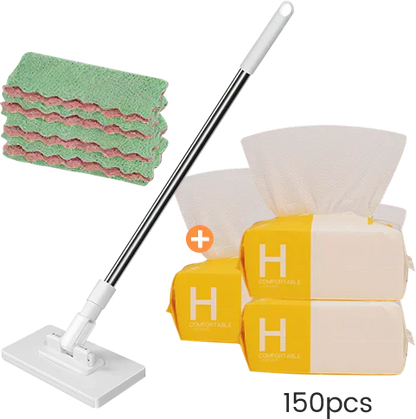 🏆Flat Mop with Stainless Steel Handle, come with Reusable Washable Mop Cloths