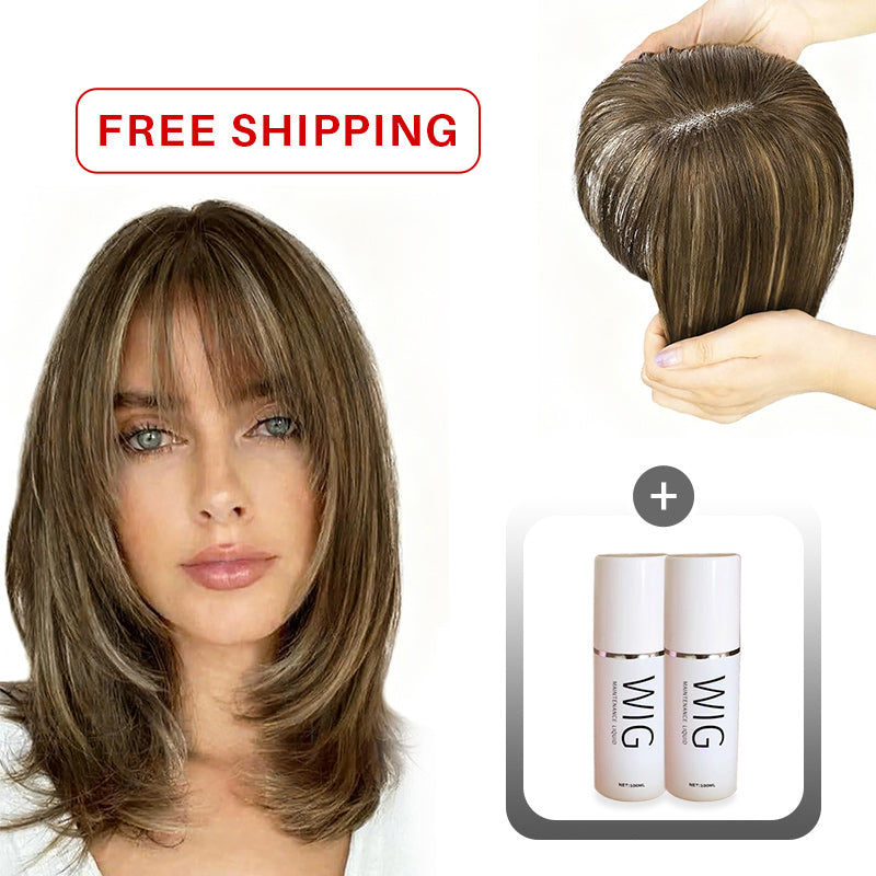 🔥Flash Sale🔥Natural Hair Toppers with Bangs for Women🛒