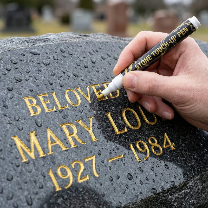 ⏰🔥50% OFF! 💛 Golden Tombstone Marker – Restore Names & Dates, Weatherproof & Precise ✍️🕊️