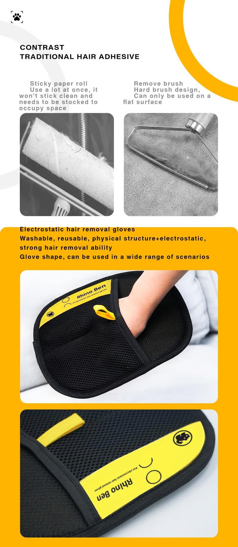 🔥LAST DAY PROMOTION - Buy 2 Get 1 Free🐱🐶✨ Pet Hair Remover Electrostatic Gloves