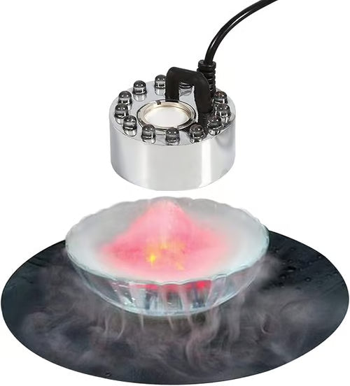 💨 50% OFF NOW! ⚡ 12-LED Ultrasonic Mist Maker Fogger – Creates cool mist & colourful light – Perfect for humidifiers, fountains or Halloween decor – runs quietly in water 💧✨