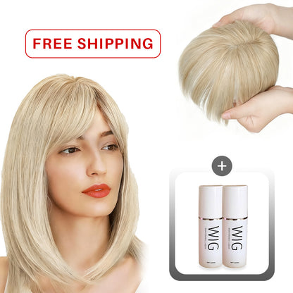 🔥Flash Sale🔥Natural Hair Toppers with Bangs for Women🛒