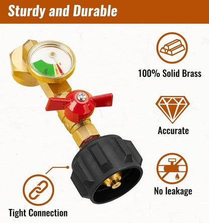 🔥 Top of the Line Propane Fill Elbow Adapter with Tank Pressure Gauge