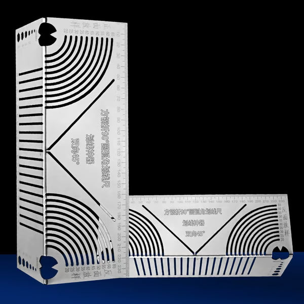 🔥HOT SALE 50% OFF🏆Square Stainless Steel 90° Arc Angle Marking Ruler